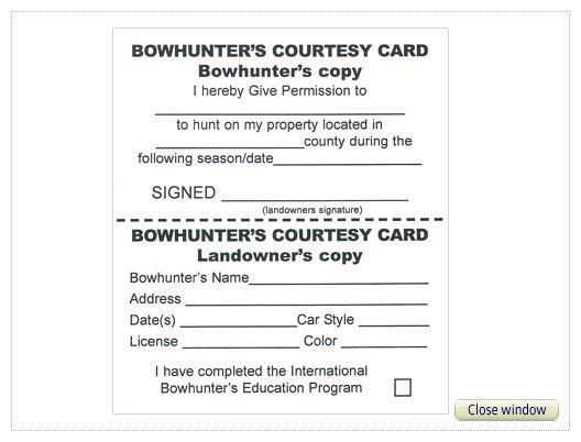 Bowhunter Courtesy Card