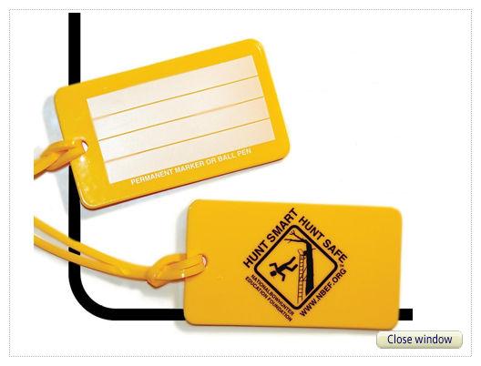 National Bowhunter Education Foundation Yellow Bag Tag, Project STAND